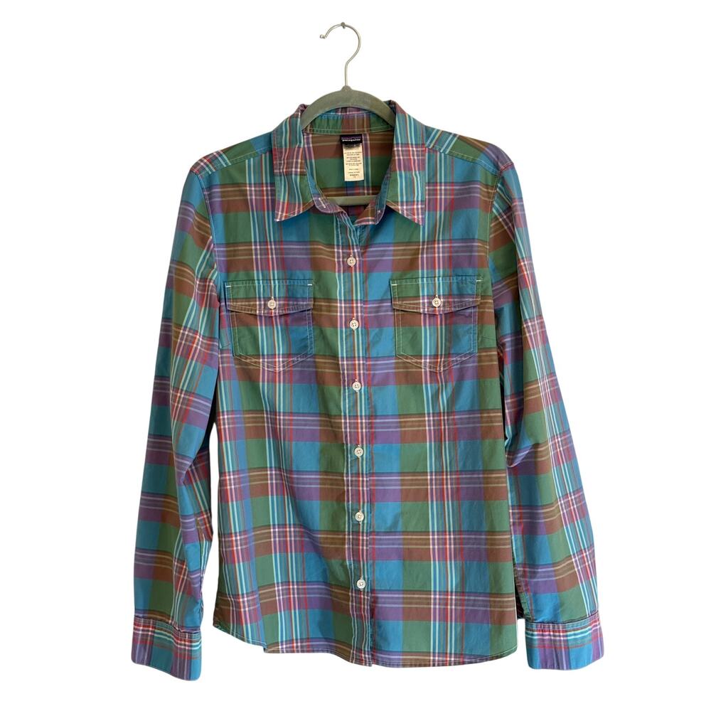 PATAGONIA Shirt‎ Plaid Long Sleeve Button Down Top Grunge Hiking | SIZE 14